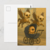 Schattigee Griffins & Baby Cyclops Mythologie Fant Briefkaart (Voorkant / Achterkant)