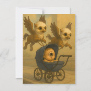 Schattigee Griffins & Baby Cyclops Mythologie Fant Briefkaart