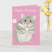 Schattigee grijs-witte hamster met kaart (Gele Bloem)