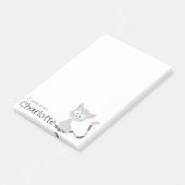 Schattigee grijze cartoon kattennaam post-it® notes (Schuin)