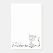 Schattigee grijze cartoon kattennaam post-it® notes (Voorkant)