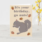 Schattigee Grijze Eekhoorn Funny Go Nuts Verjaarda Kaart (Gele Bloem)