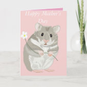 Schattigee grijze en witte hamster met een bloem kaart (Voorkant)