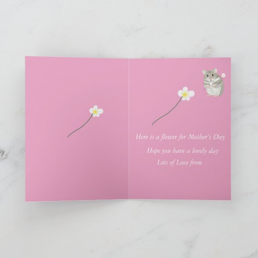 Schattigee grijze en witte hamster met een bloem kaart (Binnen)