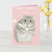 Schattigee grijze en witte hamster met een bloem kaart (Gele Bloem)