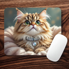 Schattigee Grijze Fluffy Tabby Cat met Diamond Col Muismat