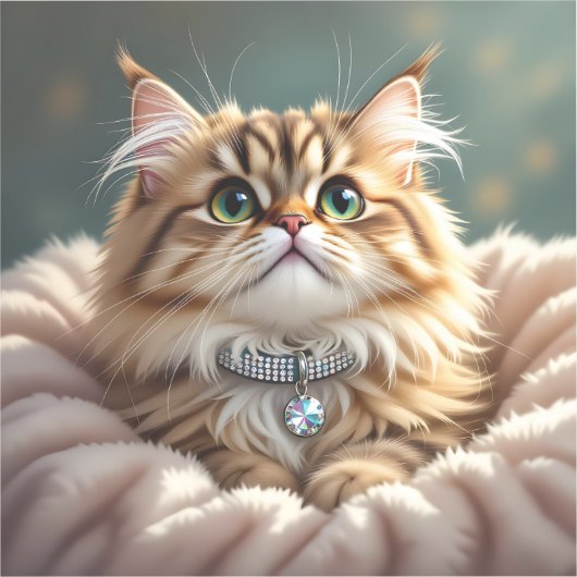 Schattigee Grijze Fluffy Tabby Cat Sticker (Voorkant)