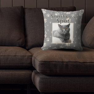 Schattigee Grijze Kat Aangepaste Huisdier Foto Naa Kussen