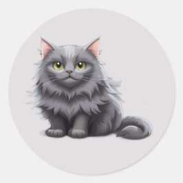 Schattigee grijze kat kawaii kittens, huisdieren e ronde sticker