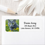 Schattigee Grijze Kat met Gele Ogen Ai Art Etiket (Insitu)