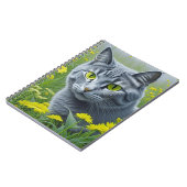 Schattigee Grijze Kat met Gele Ogen Ai Art Notitieboek (Linkerzijde)