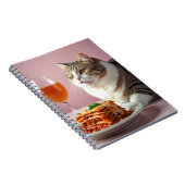 Schattigee Grijze Kat met Lasagne en Wijnglas Notitieboek (Rechterzijde)