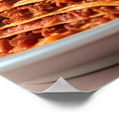 Schattigee Grijze Kat met Lasagne en Wijnglas Poster (Hoek)