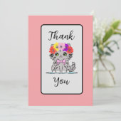 Schattigee grijze kat plat dank u kaart (Staand voorkant)