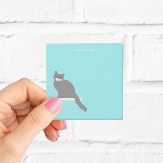 Schattigee Grijze Kattennotities met Naam Post-it® Notes