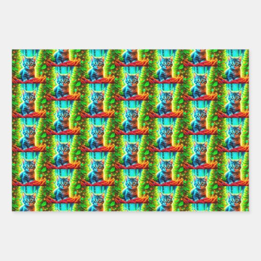 Schattigee Grijze Kittens in de Sneeuwkerst Inpakpapier Vel (Voorkant 3)