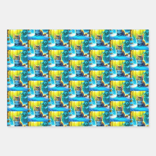 Schattigee Grijze Kittens in de Sneeuwkerst Inpakpapier Vel (Voorkant 2)