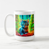 Schattigee Grijze Kittens met Kerstbomen Koffiemok (Links)