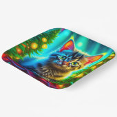 Schattigee Grijze Kittens met Kerstbomen Papieren Bordje (Gebogen)