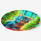 Schattigee Grijze Kittens met Kerstbomen Papieren Bordje (Gekanteld)