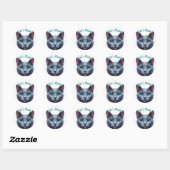 Schattigee grijze kortharige kat · gepersonaliseer ronde sticker (Vel)