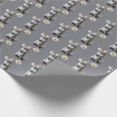 Schattigee grijze muis met witte madeliefje cadeaupapier (Hoek)