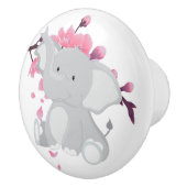 Schattigee Grijze Olifant Roze Japans Kersenbloese Keramische Knop (Rechts)