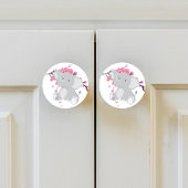 Schattigee Grijze Olifant Roze Japans Kersenbloese Keramische Knop