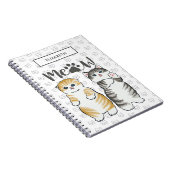 Schattigee grijze & oranje katten met kattenpootpr notitieboek (Rechterzijde)