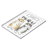 Schattigee grijze & oranje katten met kattenpootpr notitieboek (Linkerzijde)