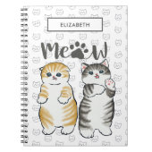 Schattigee grijze & oranje katten met kattenpootpr notitieboek (Voorkant)