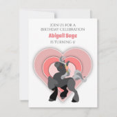 Schattigee Grijze Pony en Roze Harten Paardenverja Kaart (Voorkant)