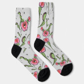 Schattigee Grijze & Roze Venus Flytrap Geplakt Op Sokken (Rechts)