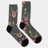 Schattigee Grijze & Roze Venus Flytrap Geplakt Op Sokken (Rechts)
