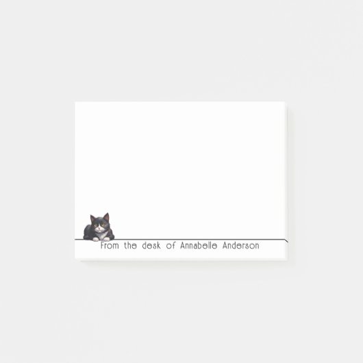 Schattigee Grijze Tuxedo Cat Personaliseer Opmerki Post-it® Notes (Voorkant)