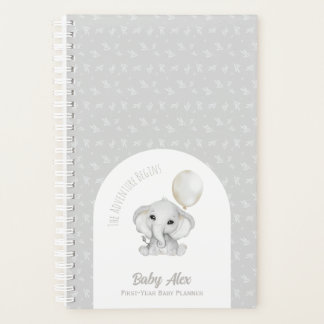 Schattigee Grijze Waterverf Olifant met Ballon Bab Planner
