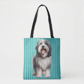 SCHATTIGEE GRIJZE & WITTE BEBAARDE COLLIE DOG TOTE BAG (Voorkant)