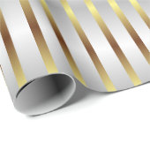 Schattigee grijze witte en gouden strepen kerst cadeaupapier (Rol Hoek)