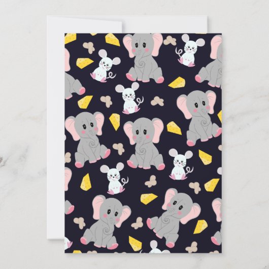 Schattigee Grijze Witte Olifant Muis Pinda Verjaar Kaart (Achterkant)