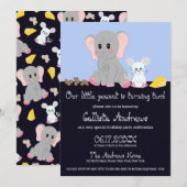 Schattigee Grijze Witte Olifant Muis Pinda Verjaar Kaart (Voorkant / Achterkant)