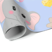 Schattigee grijze witte olifantenmuis pindakaas cadeaupapier (Rol Hoek)