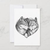 Schattigee Grijze Wolf Bruiloft Save the Date Aank (Achterkant)