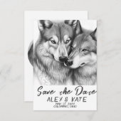 Schattigee Grijze Wolf Bruiloft Save the Date Aank (Voorkant / Achterkant)