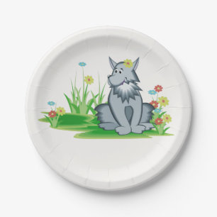 Schattigee Grijze Wolf Kinder Woodland Party Decor Papieren Bordje