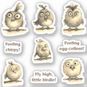 Schattigee grillen Vogels 1 sepia Sticker (Voorkant)