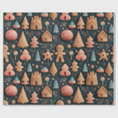 Schattigee grillige 3D peperkoek kerst Cadeaupapier (Vlak)