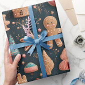 Schattigee grillige 3D peperkoek kerst Cadeaupapier