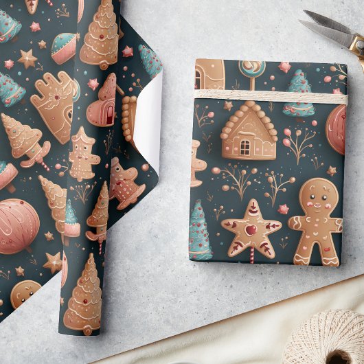 Schattigee grillige 3D peperkoek kerst Cadeaupapier
