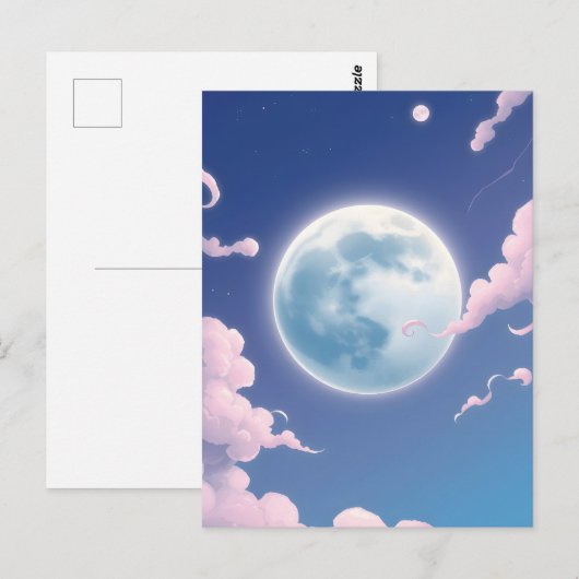 Schattigee grillige afbeelding van de maan aan de  briefkaart (Voorkant / Achterkant)