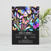 Schattigee grillige afdrukbare vlinder verjaardag kaart (Staand voorkant)